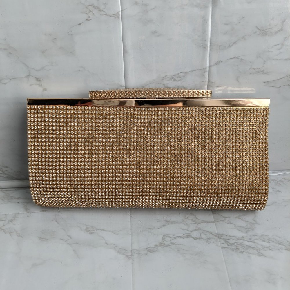Gold & rhinestone sparkly clutch